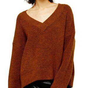 Top Shop Orange V-Neck Sweater